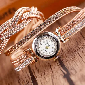 Womens Fashion Watch White Analog Watch Wristwatch Women Women Crystal Gold Luxury Womens Fashion Watch White Analog Watch