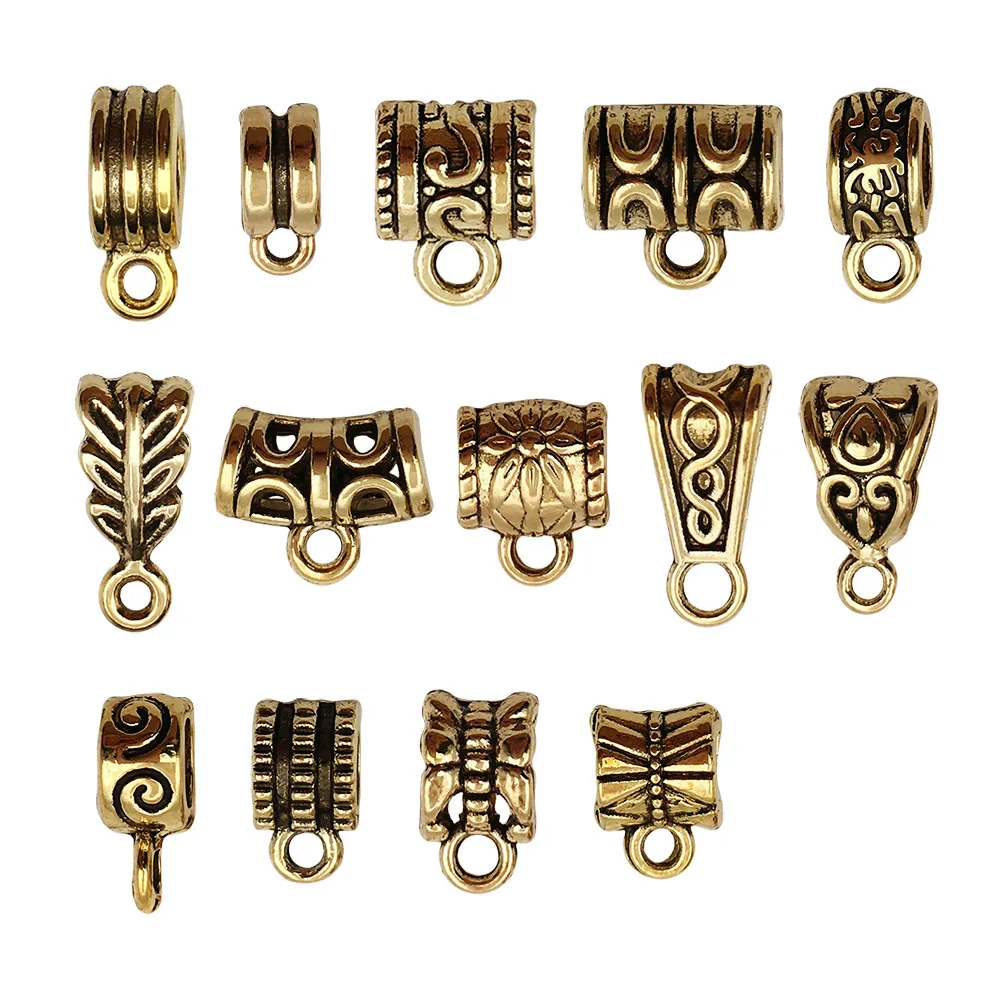 

20pcs/lot Bail Beads Charms Antique Gold Tube Spacer Bead European Bracelet Pendant Necklace Jewelry Making Accessory