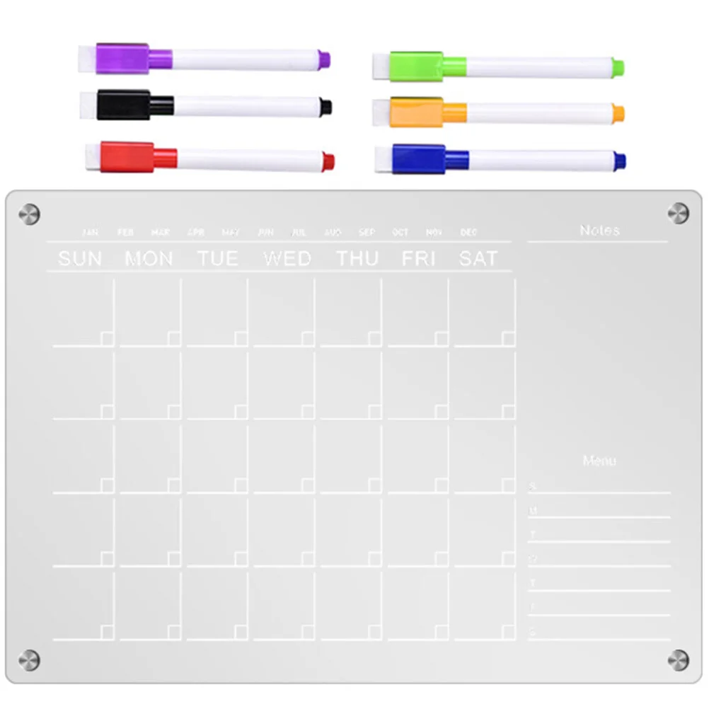 

Whiteboard Pen Magnetic Fridge Calendar Dry Erase Blank Clear Memo Acrylic Wall Small