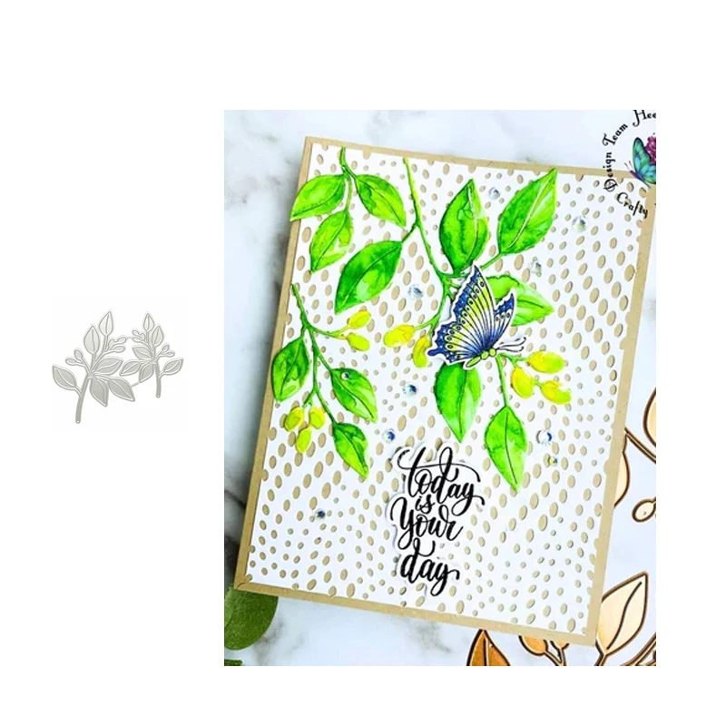 

2pcs Branch Leaves Foliage Metal Cutting Dies Stencil Craft Die Cut for Scrapbooking Diy Make Mould Decoration Template Model