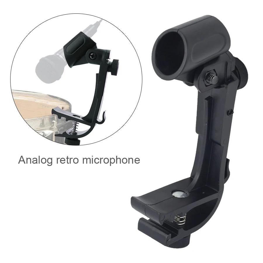 

Metal and Plastic Adjustable Clip on Drum Rim Shockproof Mount Microphone Clamp Stand Holder Drum Kit Mic Recording Bracket