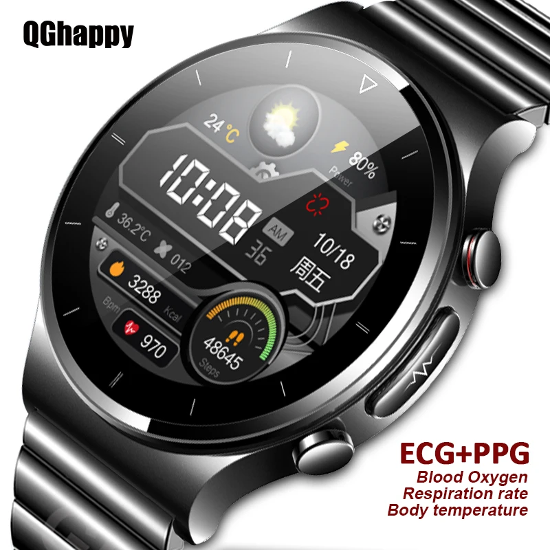 

2022 New ECG PPG Smart Watch Men Body Temperature Blood Oxygen Heart Rate IP68 Waterproof Wireless Charger Sports Men Smartwatch