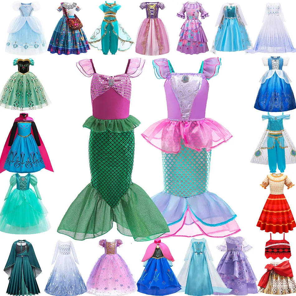 

Kids Encanto Mirabel Isabela Dolores Costume Girls Elsa Bella Rapunzel Mermaid Carnival Cosplay Dress Children Princess Clothes