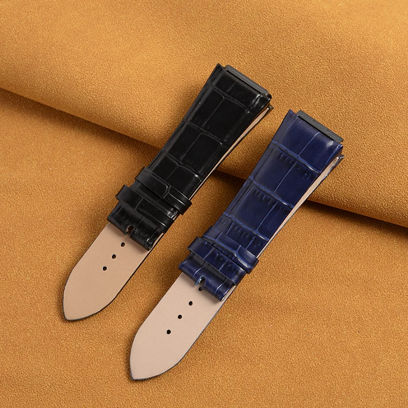 27mm Genuine Leather Watch Strap Band For GUESS Watch Black Blue