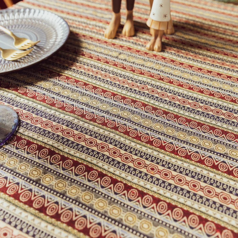 Скатерть из хлопка и льна для большого обеденного стола прямоугольная богемная
