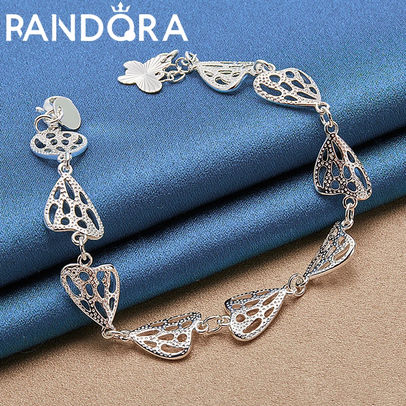 

Silver Color Butterfly Hollow Heart Chain Bracelet For Women Fashion Jewelry Wedding Party Charm Accessories Engagement Gift