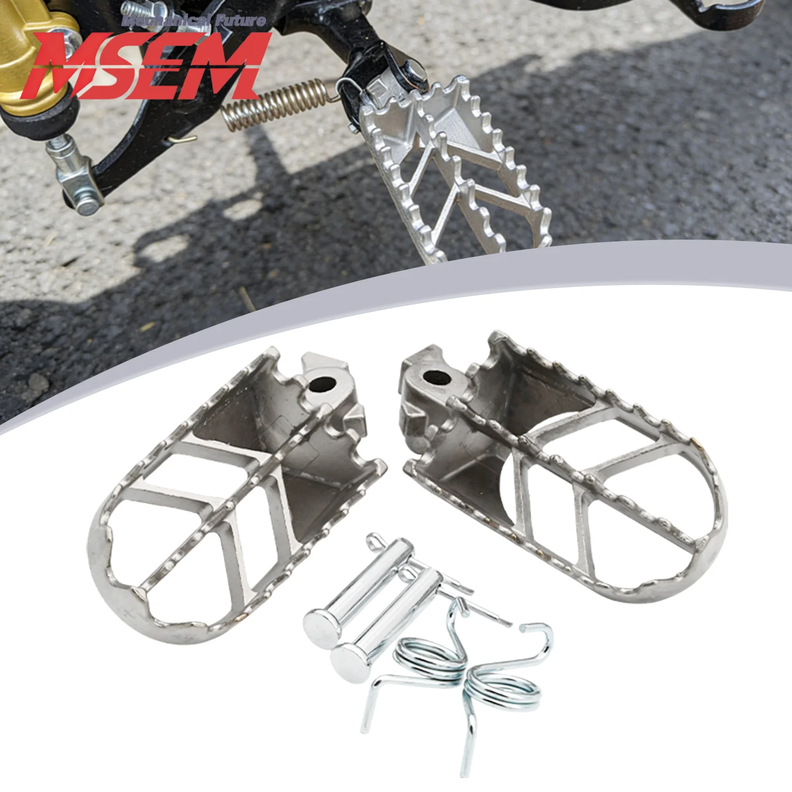 Фото Универсальные подножки из нержавеющей стали для мотоциклов Honda CRF 50/70/80/100, Yamaha TW200, для мотокросса и внедорожных мотоциклов №1