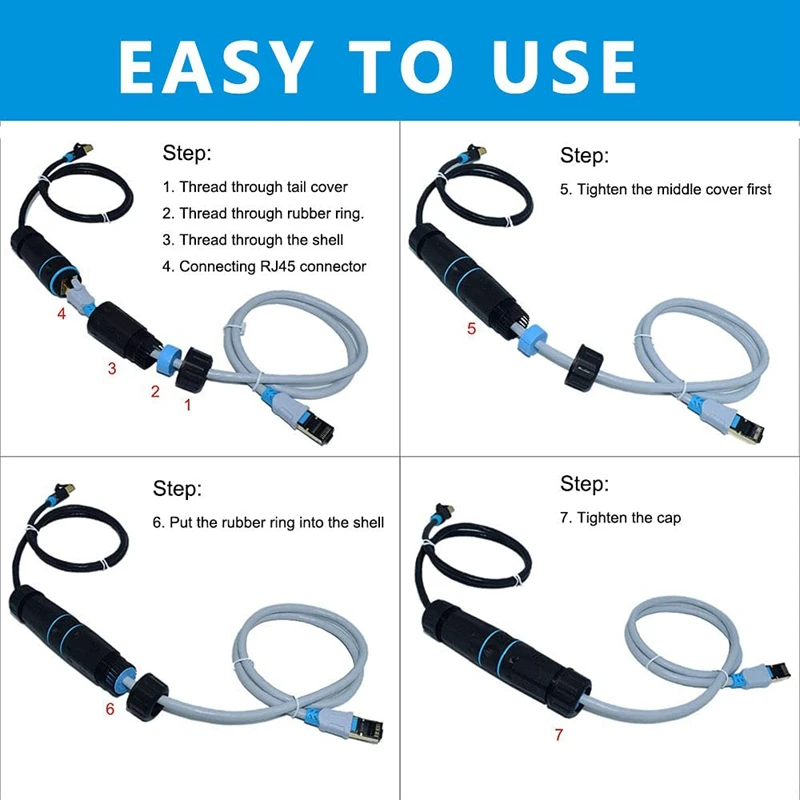5 шт. разъемы RJ45 IP68 водонепроницаемые экранированные (STP) Cat6 кабеля Ethernet LAN