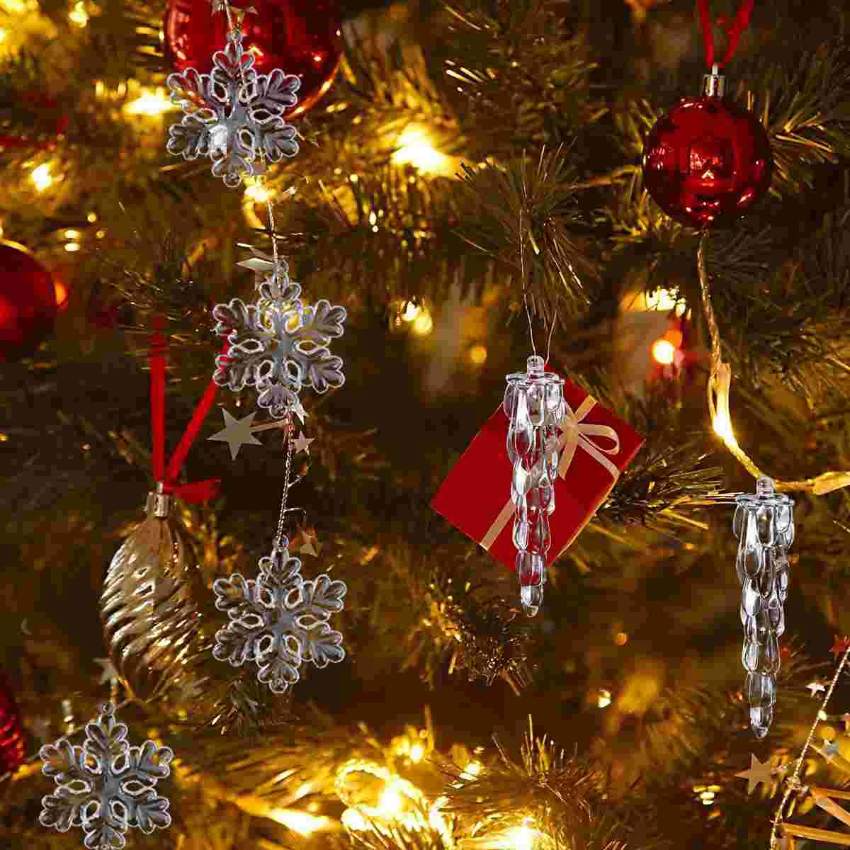 

Snowflake Hanging Crystal Icicle Holiday Christmas Decoration Decorations Ornamentslear Ice Party Tree Icicles Wonderland Favor