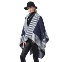 chenkio womens stripe printed shawl wrap fashionable open front poncho cape gift for women poncho and shawls capes et ponchos