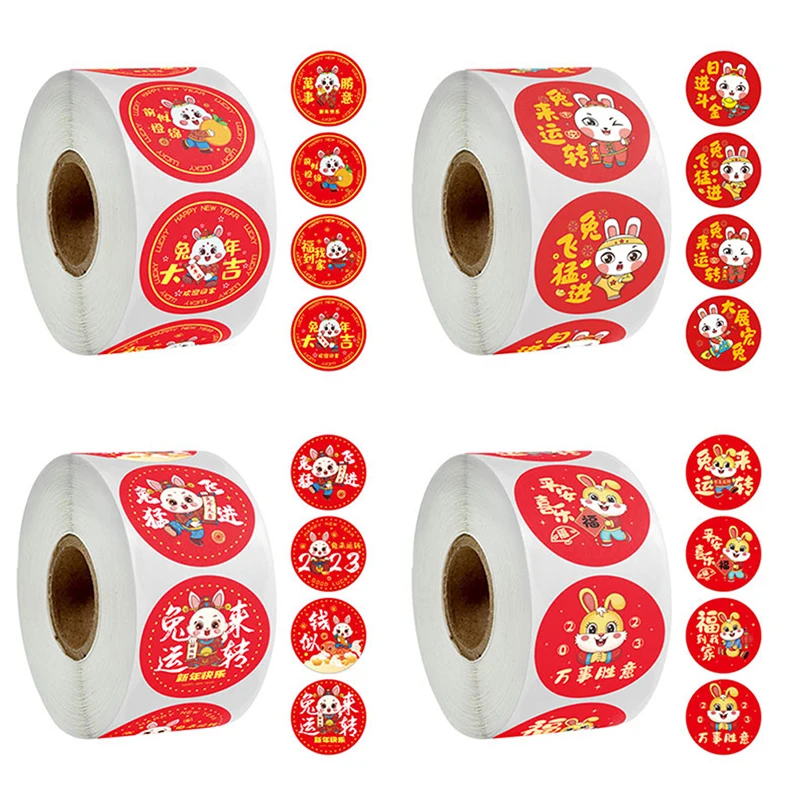 

500 шт. 2023 новогодние наклейки с мультяшным кроликом Декоративные наклейки для подарков обертывания новогодние праздничные открытки