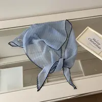 Шейный платок, милая повязка на голову в горошек, тюрбан, корейский свежий маленький шарф, тонкая полосатая треугольная повязка для волос для девочек