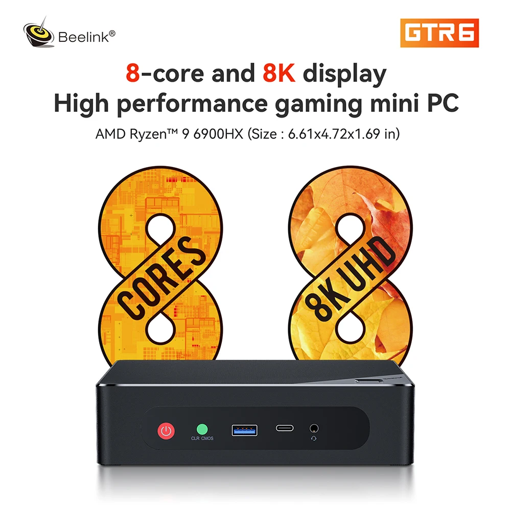 Beelink GTR6 Мини ПК AMD Ryzen 9 6900HX 8 Core 16 потоков Radeon 680M графика 12 ядер WiFi 6E Bluetooth 5 2 геймер VS
