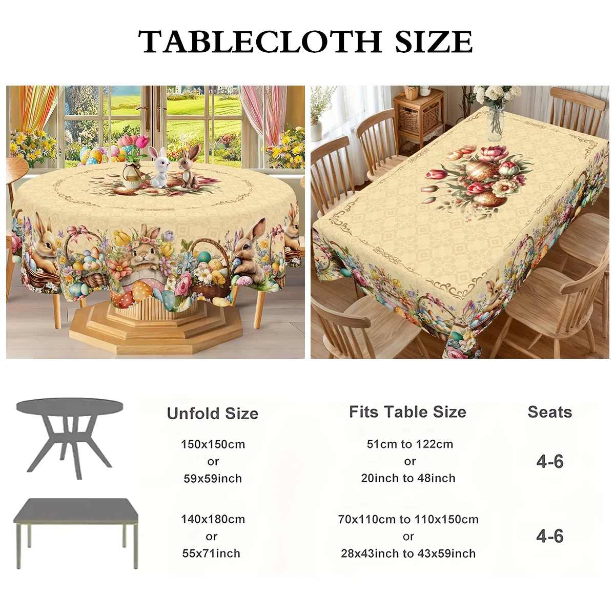 

Скатерть с пасхальным кроликом и яйцами