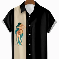 mens summer short sleeve shirt 3d digital printing street trend plus size fashion breathable high end new black shirt2022