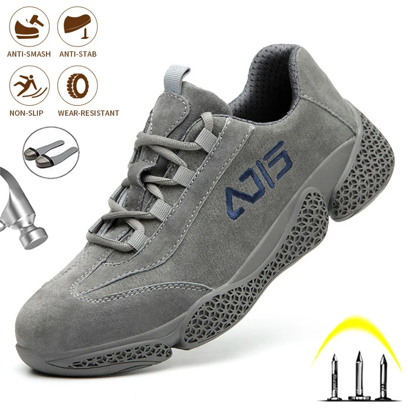 

Mesh Steel Toe Anti-static Anti-smashing Men Safety Shoes Comfortable Puncture Proof Work Shoes Security Breathable Sneakers