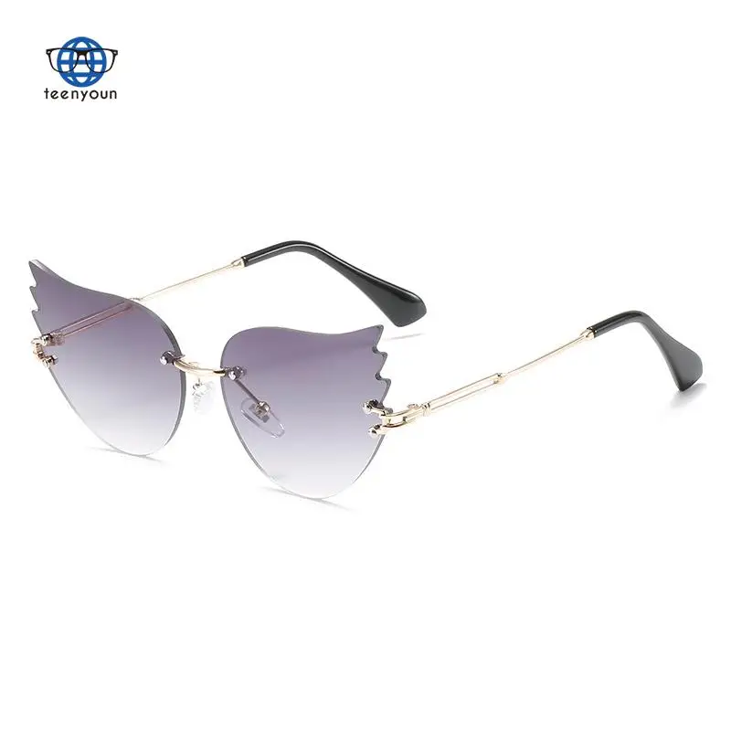 

Teenyoun New Flame Sunglasses Luxury Brand Punk Rimless Glasses UV400 Same Ins Sun Glasses Women