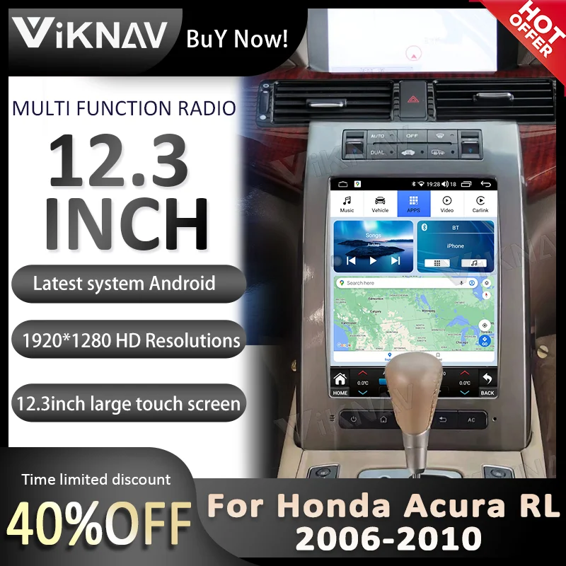 

Магнитола на Android с вертикальным экраном 12,3 дюйма для Honda Acura RL 2006 -2010, автомобильный стерео Мультимедийный плеер с GPS-навигацией
