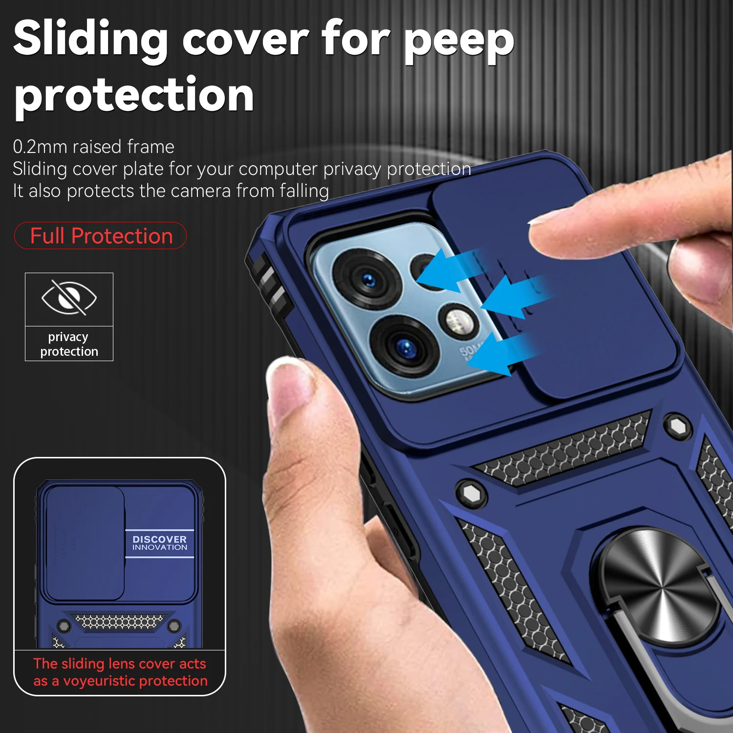 

Slide Camera Luxury Case for Motorola X40 Pro X40Pro Car Magnetic Ring Holder Phone Cover Moto X40 Pro Edge Plus 2023 EdgePlus
