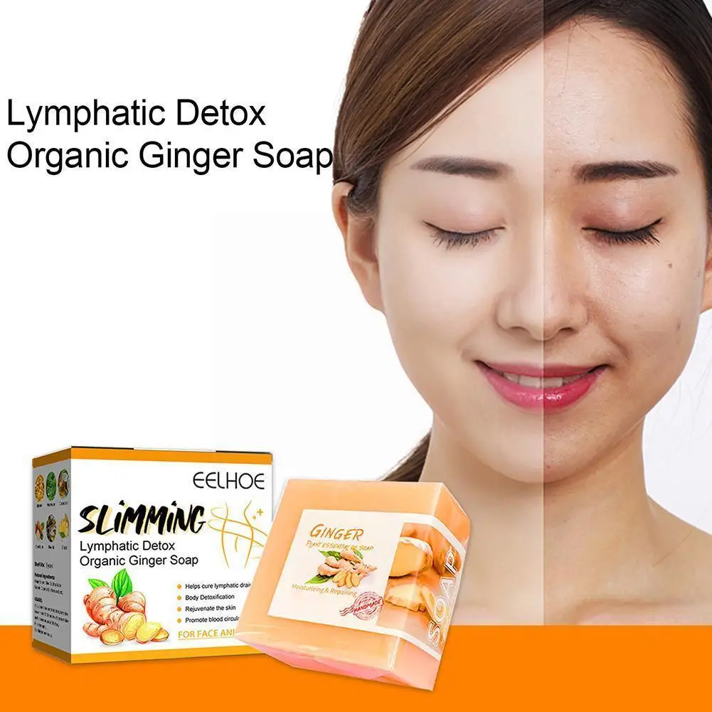 

1 Pcs Lymphatic Detox Ginger Soap Slimming Ginger Soap Natural Ginger Soap For All Skin Types E4f8