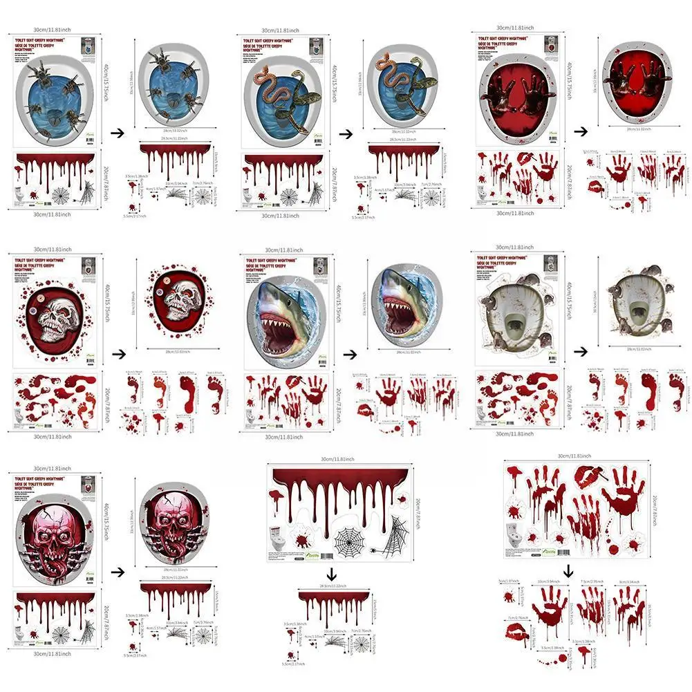 

2021 Halloween Skull Horror Toilet Grabber Sticker Wall Blood Handprint Sticker Clown Tools Party Ghost Decor Horror S I9d5