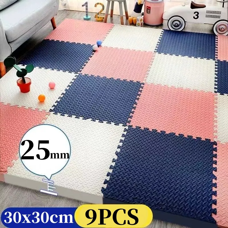 Floor Mats Baby Game Mat 9PCS Tatame Play Mats Thicken 25mm Puzzle Mat 30x30cm Tatames Puzzle Mat Baby Mat Kids Carpet Foot Mat