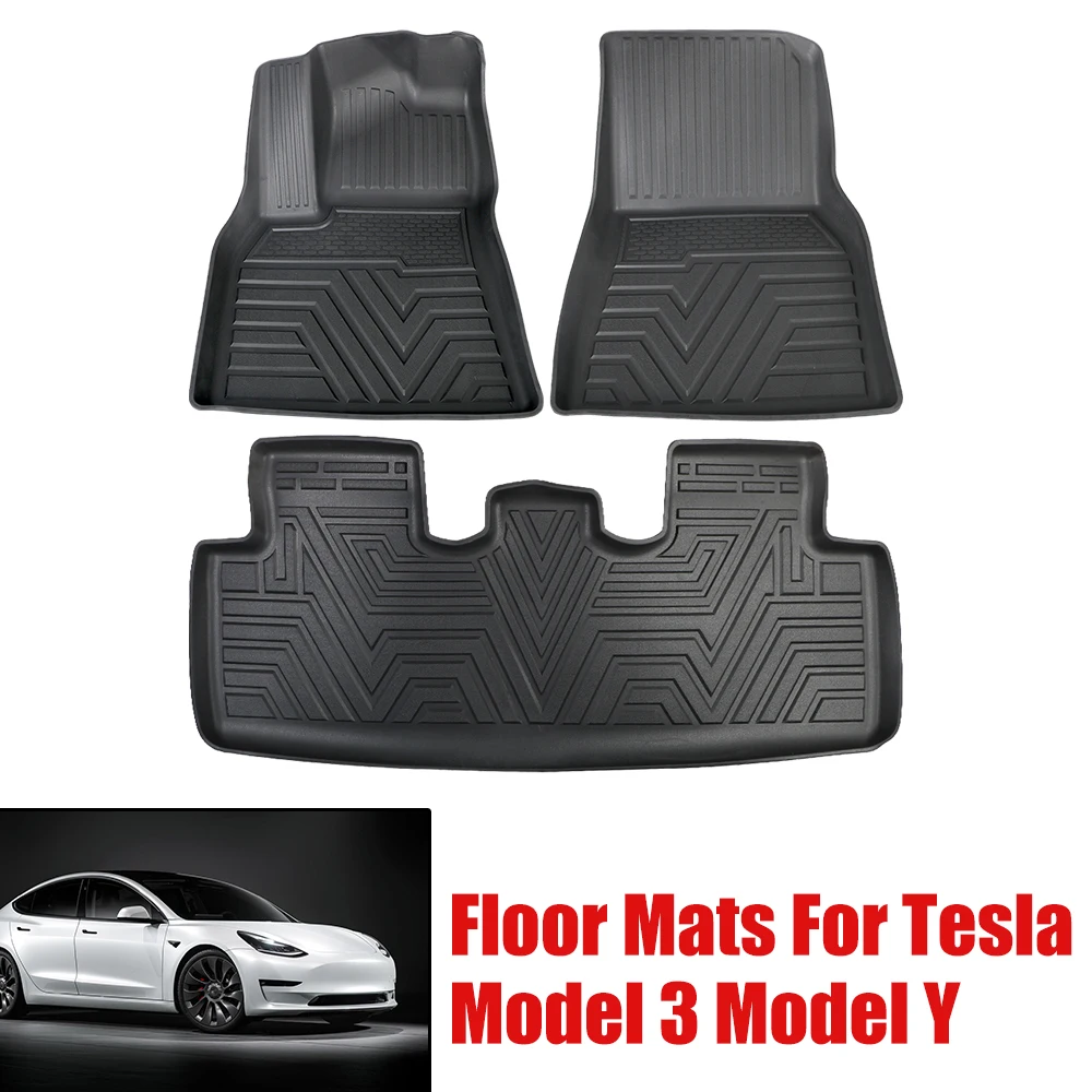 

Напольные коврики для Tesla Model 3 Y, полное покрытие, коврик для ног автомобиля 3 шт./компл., защитные накладки, противоскользящие, водонепроницаемые, модифицированные, ТПЭ