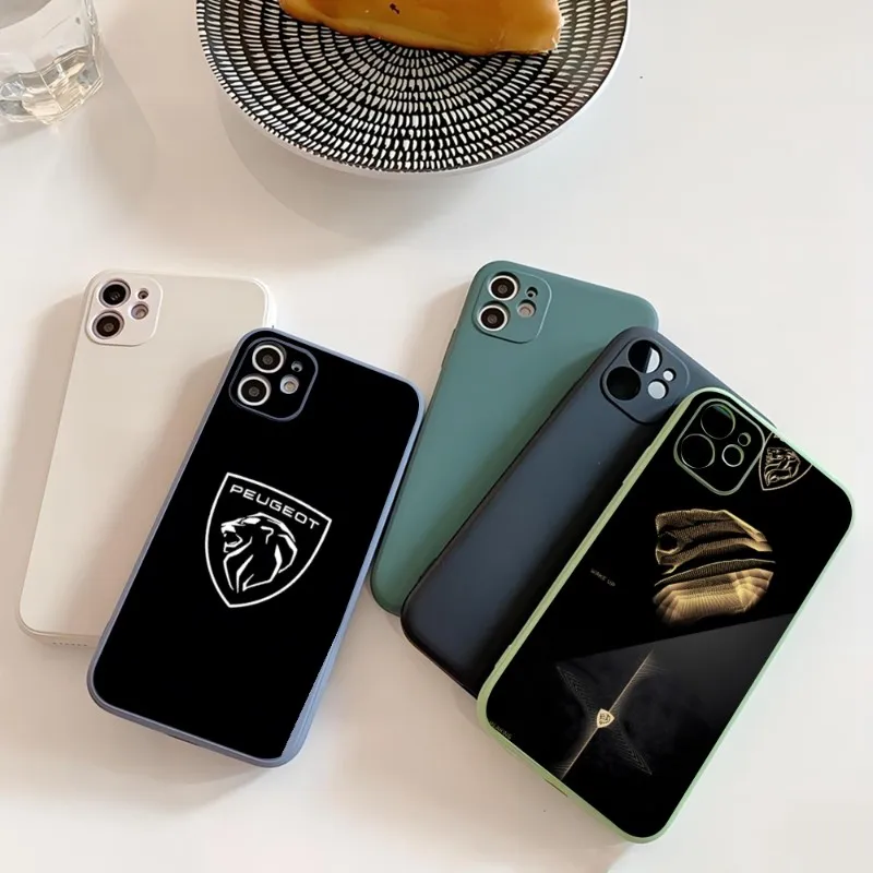 

Peugeot Car Phone Case Candy Color For IPhone 14 12 13 11 Pro Max Mini X XR XS Max 7 8 Plus Couple Silicon Cover