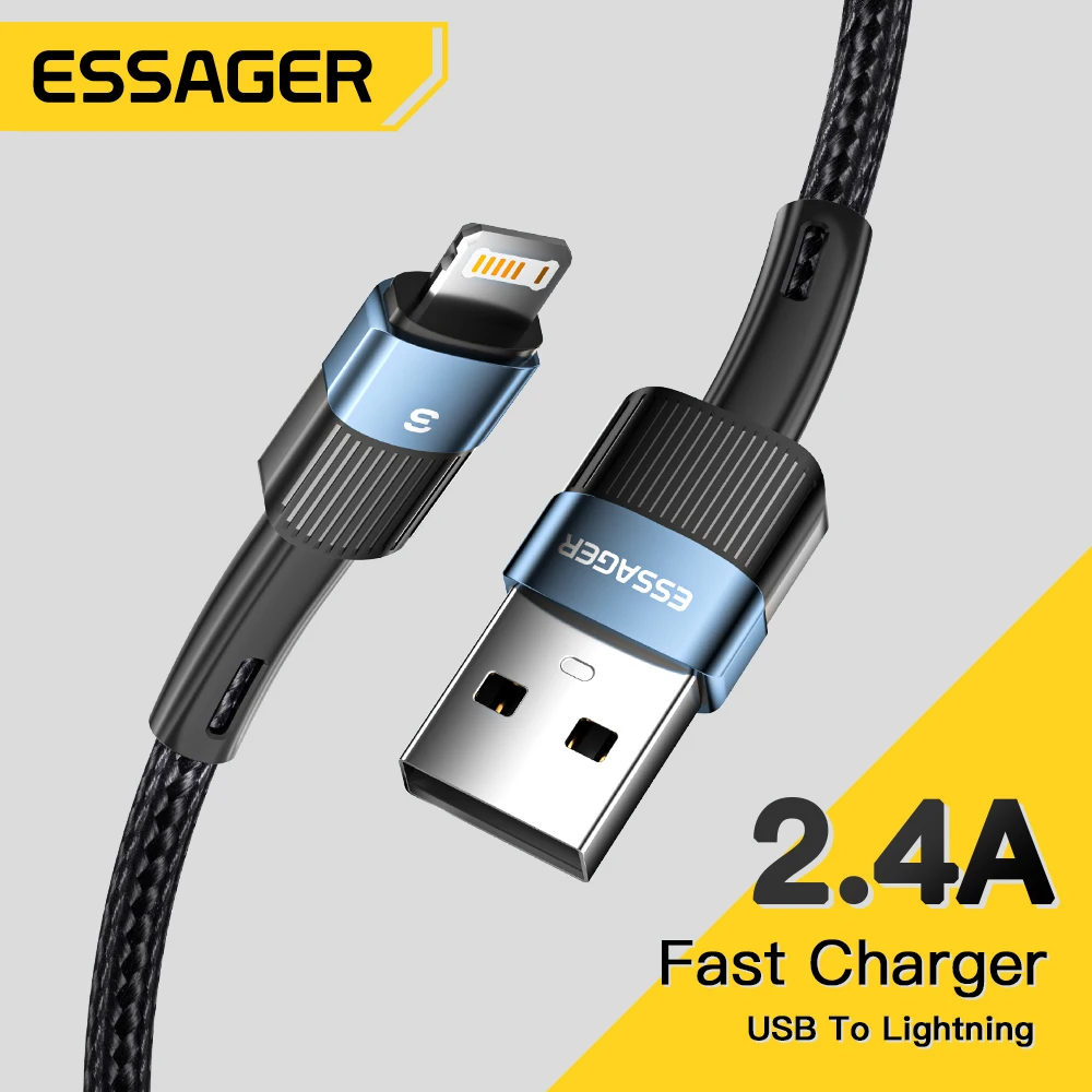 Essager Usb Cable For iphone 11 12 13 Pro Max Mini Xs Xr X SE 8 7 6 Plus 6s 5 5s 2.4A Fast Charging Wire For iphone Charger Cord