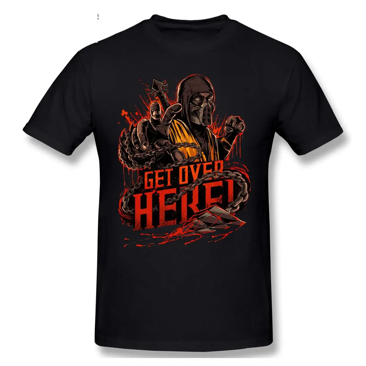 

Scorpion Get Over Here Mortal Kombat 11 T Shirts New Print Popular Fighting Game T-Shirt Men Humor Cotton Tees Homme Top