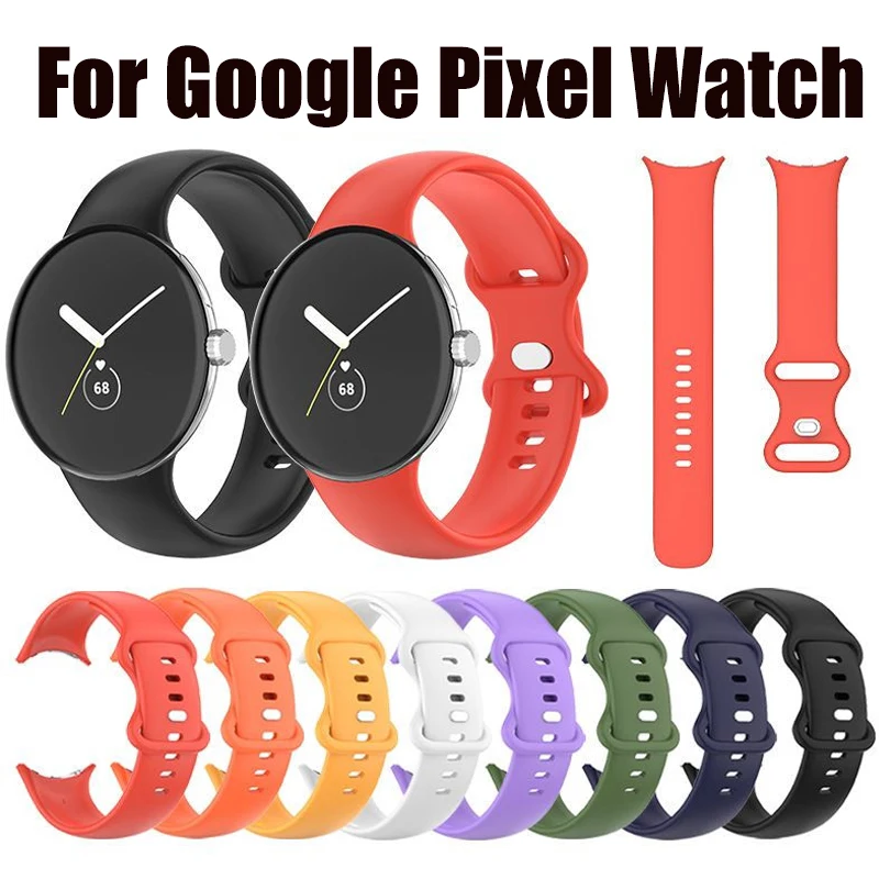 

Curved End Sport Silicone Strap for Google Pixel Watch Band No Gaps Men Women Waterproof Rubber Butterfly Buckle Wrist Bracelet