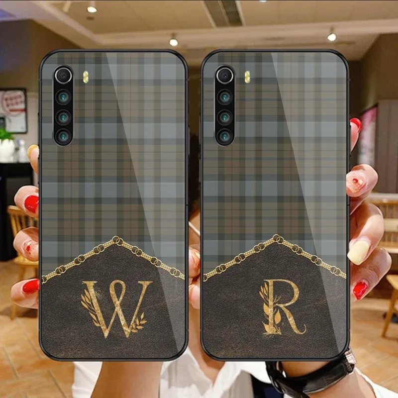 

Чехол для телефона в клетку с надписью для Xiaomi 13, 12, 11T, 10, 9, Redmi Note 11, 10, 10S Pro, Redmi 9, 9A, 8, черный стеклянный чехол для телефона из поликарбоната