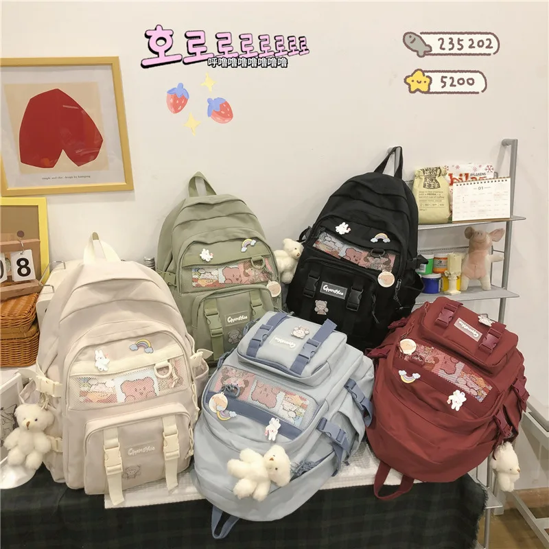 

Fashion Waterproof Women Korean Backpack Teenager Girl Kawaii BookBag Laptop Rucksack Cute Student School Bag Mochila Female