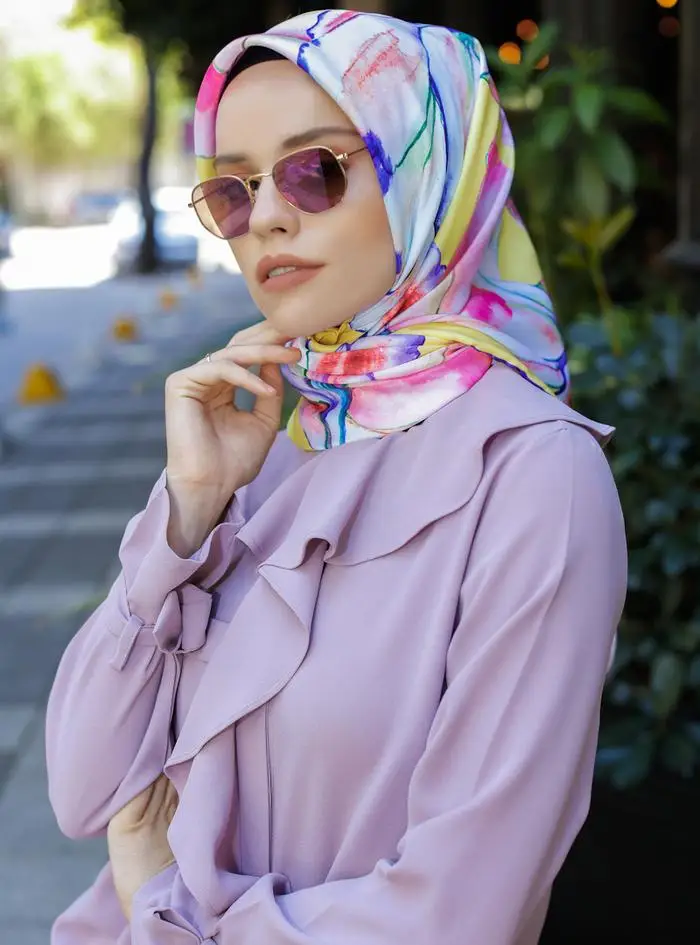 

WOMEN HIJAB TWİLL SCARF KERCHIEF COLORFUL
