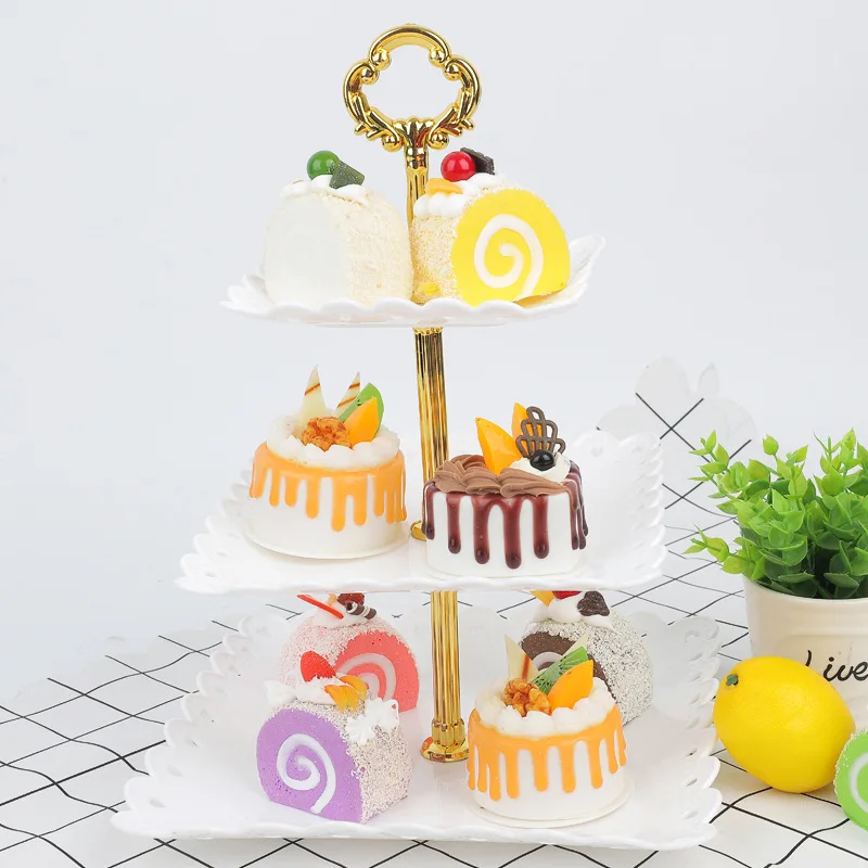

European-style Fruit Plate Three-tier Dessert Rack Wedding Cake Plate Fruit Plate Cake Rack Candy Plate Rack Dry Fruit Plate