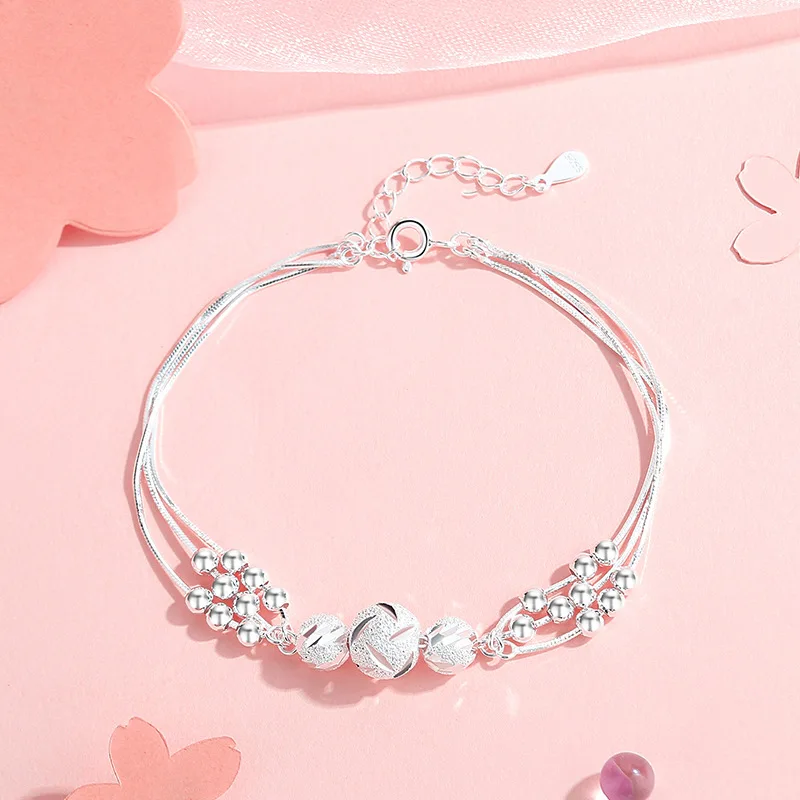 Браслет из стерлингового серебра 999 пробы Sansheng Sanshi Lucky Beads женский браслет чистого
