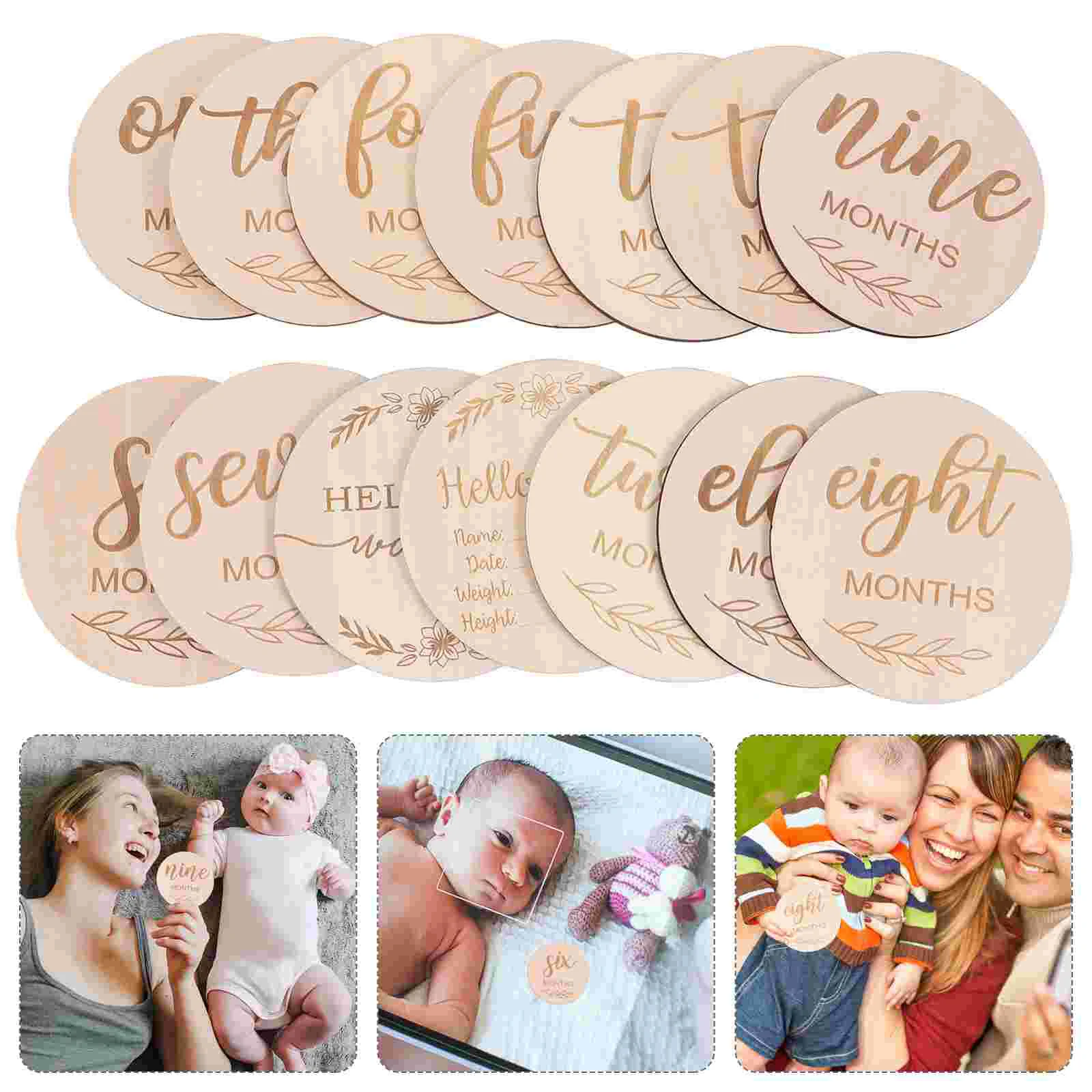 

Monthly Cards Wooden Cards Wooden Discs Milestone Cards Shower Gift Growth Milestone Birth Announcement Sign Newborn