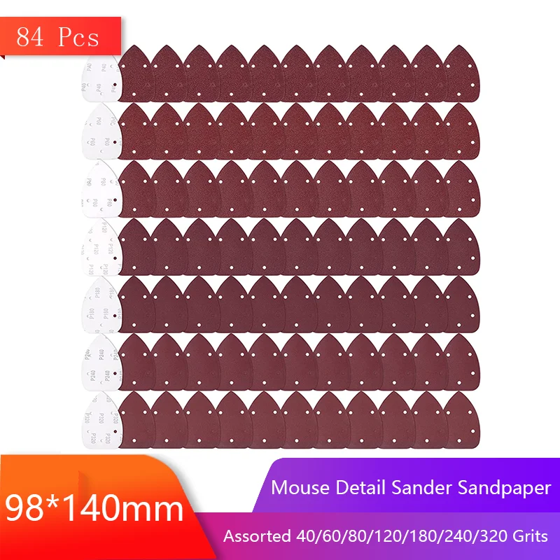 

98*140 мм шлифовальная бумага для детали мыши, 40/60/80/120/180/240/320 Grits, 84 шт. для шлифовки и полировки