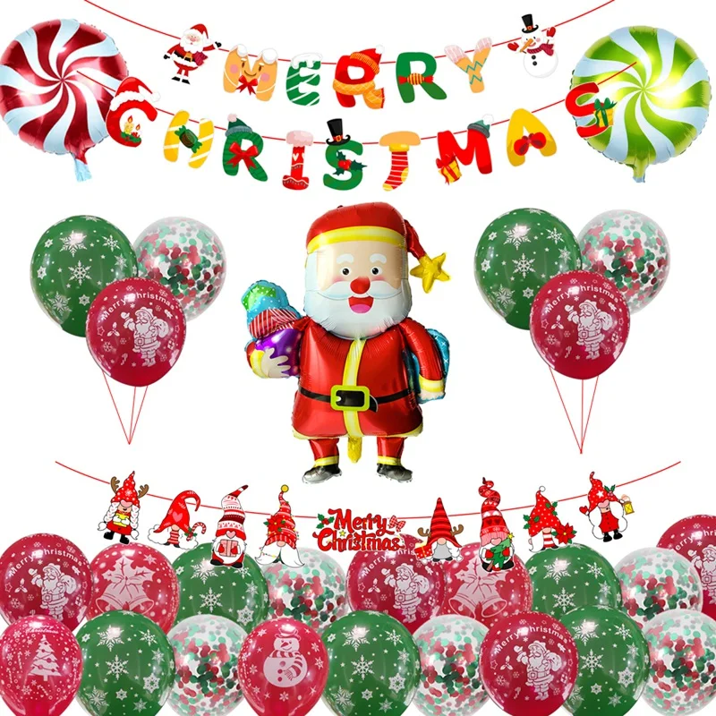 

Набор рождественских латексных воздушных шаров, Рождественский баннер «сделай сам», Рождественское украшение для окна