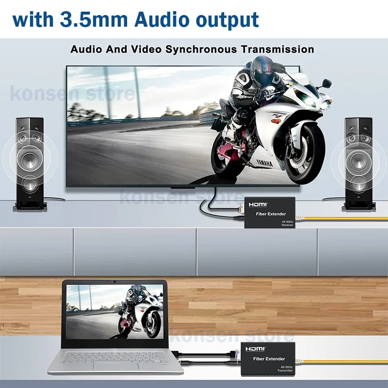 Фото 4K 60 Гц HDMI оптоволоконный удлинитель через оптоволоконный кабель LC 20 км HDMI 2.0 оптоволоконный трансивер видеоудлинитель с аудио HDCP2.2 HDR10 №4