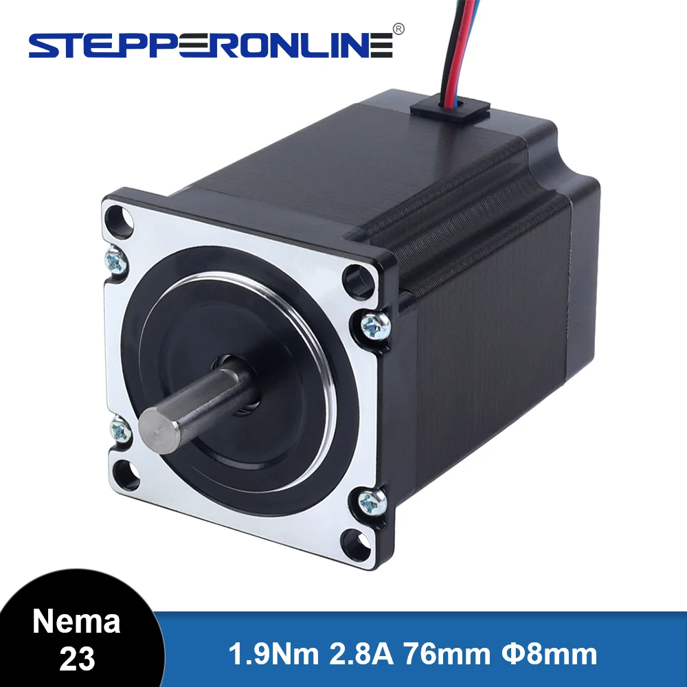 STEPPERONLINE Nema 23 Шаговый двигатель 57x76 мм 1 9 Нм 2 8 А 2-фазный вал Φ8 4-выводной для