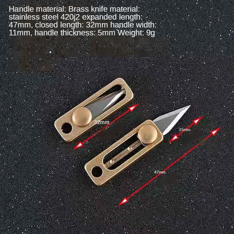 

Keychain Push-pull Brass Mini Utility Self-defense Outdoor Multi-function Tool Knife Emergency Express Box
