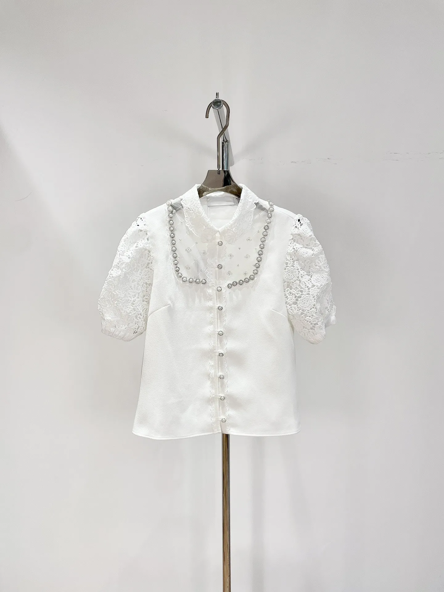 

Female Clothing Shirt Top Women Blouse Women Clothing Woman Clothes Fashion 2022 Women's Shirt Embroidery Lace Patchwork Shirt