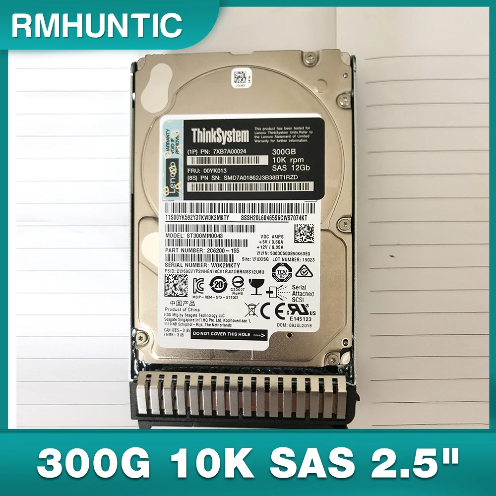 

For IBM Server Hard Disk FRU SR550 SR590 SR650 RD650 00YK013 300G 10K SAS 2.5"