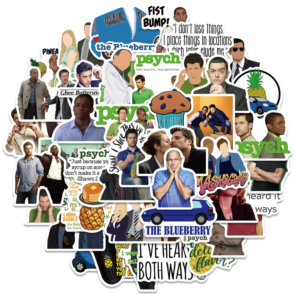 

10/50Pcs Classic Crime Comedy Psych Graffiti Stickers For Notebook Motorcycle Skateboard Computer Mobile Phone Suitcase Etc