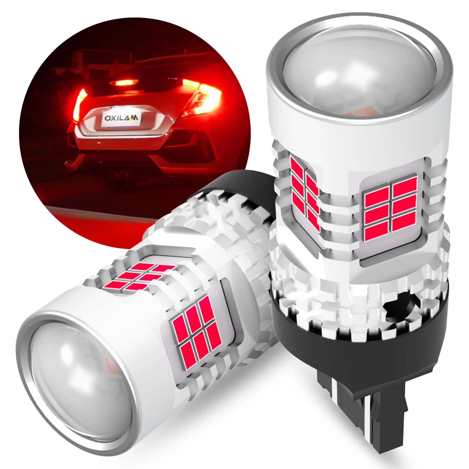 

OXILAM Anti Hyper Flash 7440 Светодиодная лампа красный стоп светильник 20 W21W W21/5W 7443 светодиодные Canbus задние фонари Автомобильные дневные ходовые огни с...