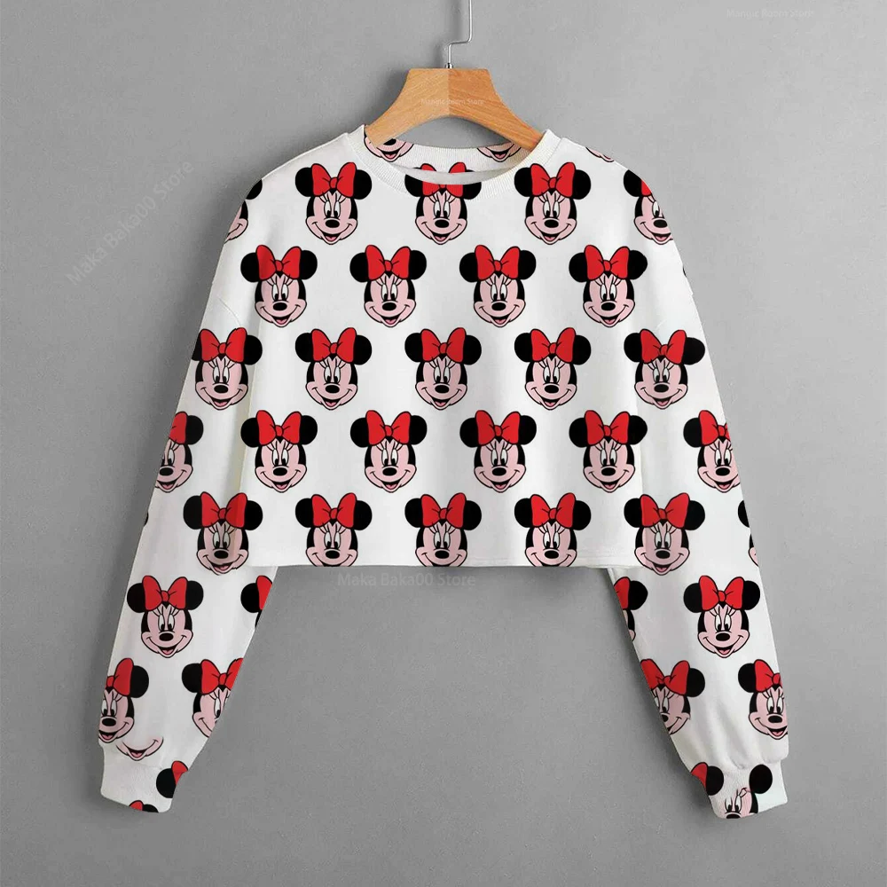 

Disney Print Minnie Mouse Girls Round Neck Autumn and Winter Children's Clothing Girls Sweater Casual Cute Short Tops