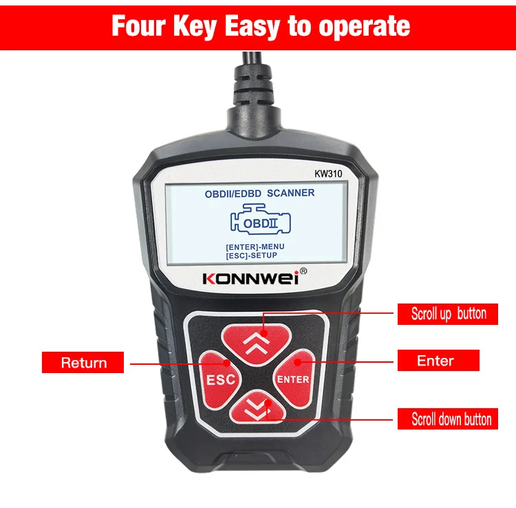 Портативный сканер KONNWEI OBD2 KW310 для автомобилей, считыватель кодов неисправностей, сброс индикатора замены масла, поддержка нескольких языков, автомобильные диагностические инструменты (art.: 3920dab729977) - 3920dab729977