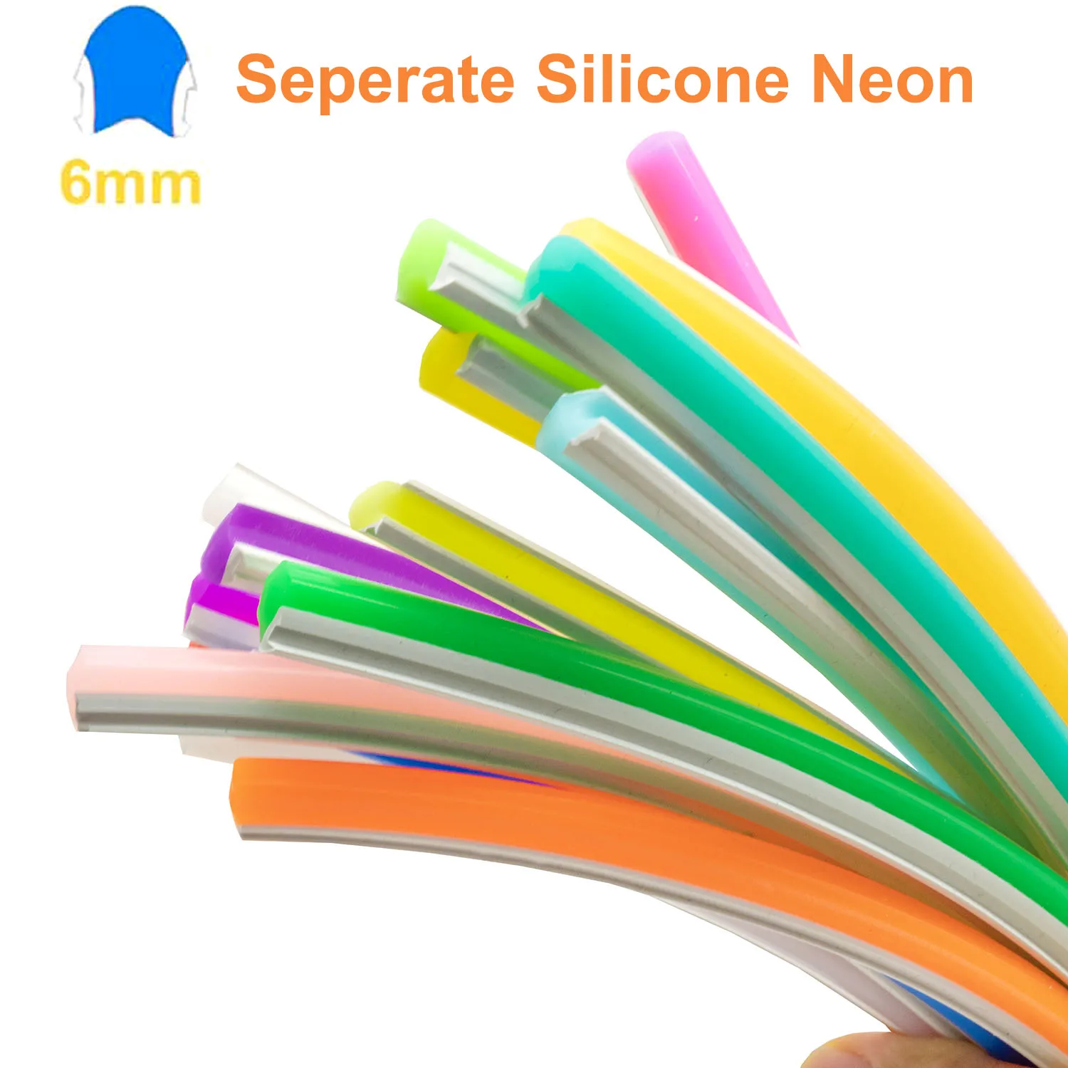 Tubo a strisce Led al Neon in Silicone separato da 6mm tubo flessibile morbido pieghevole per uso alimentare IP67 impermeabile all'aperto fai da te parola segno 10 colori
