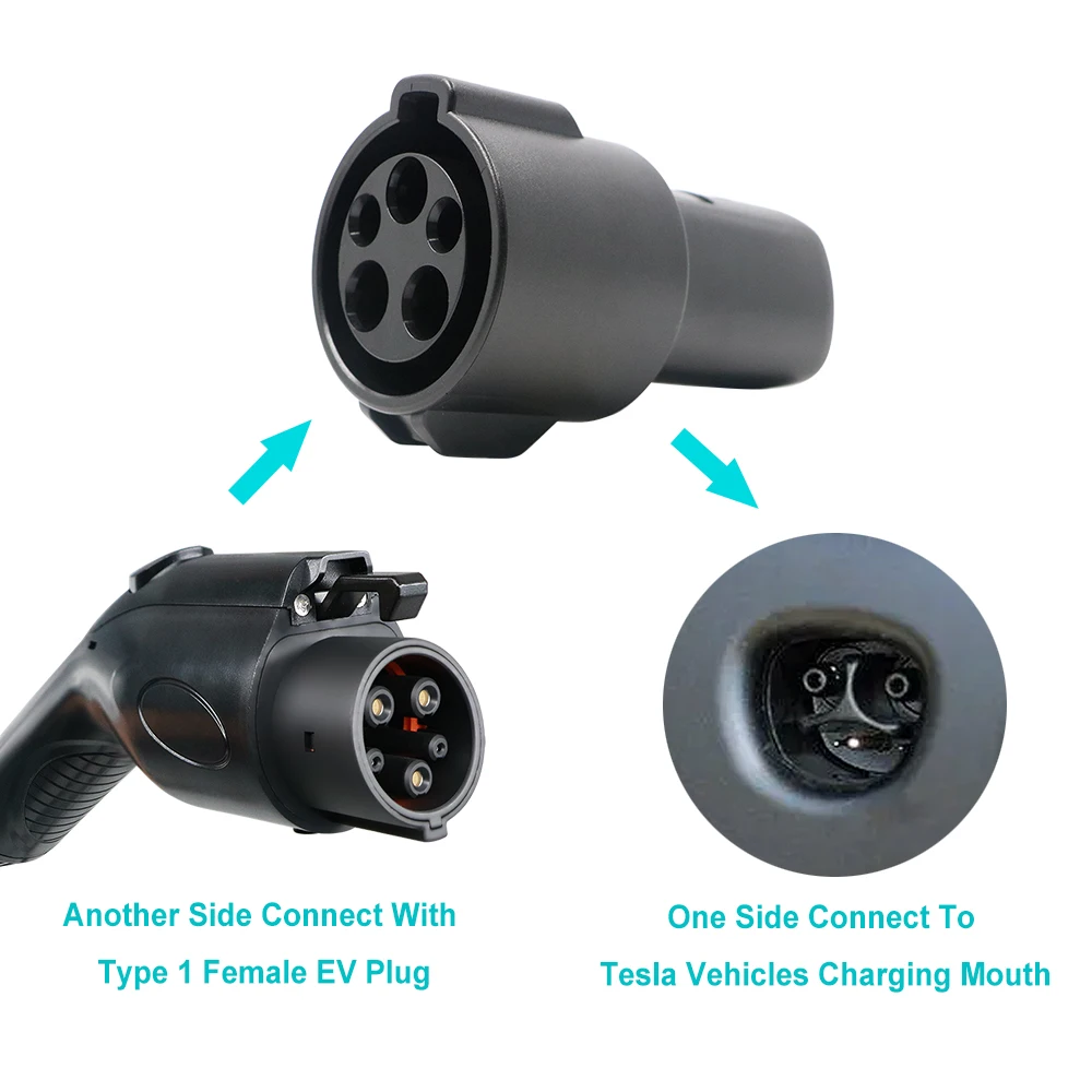 Адаптер EVSE Electric Vehicle EV Charger SAE J1772 Socket Type 1 To Tesla Connector Adapter For Charging on.